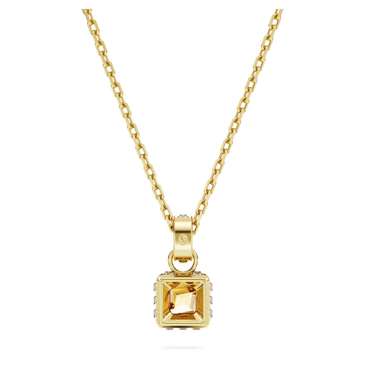 Swarovski Yellow Crystal Square Stilla Necklace in Yellow Tone Plate