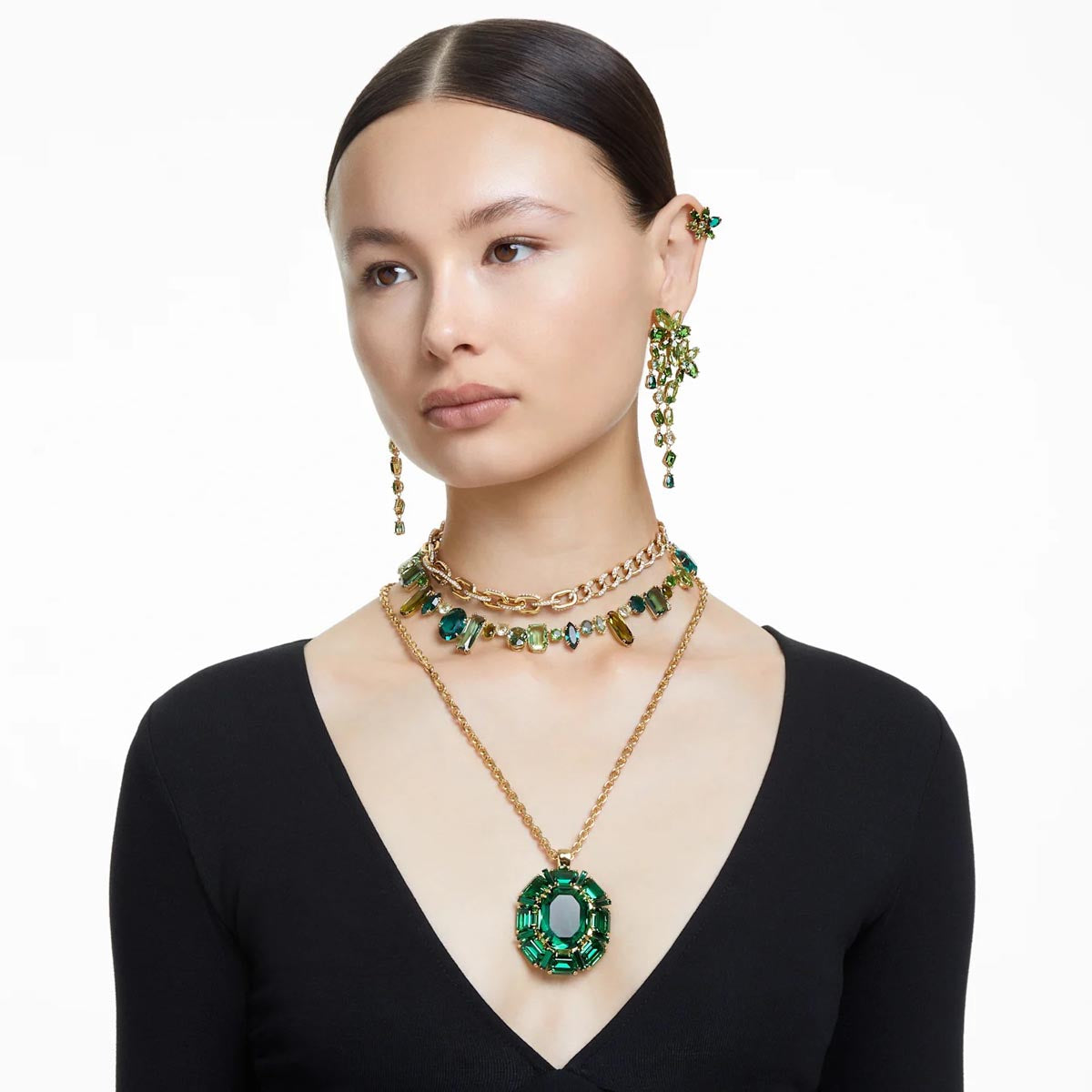 Swarovski Crystal Dextera Link Necklace in Yellow Tone Plate