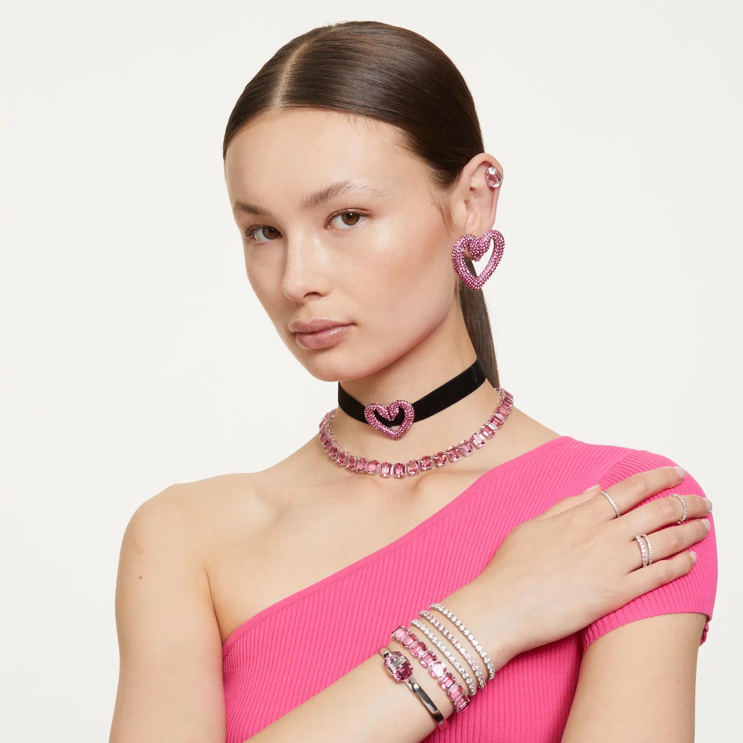 【美品】SWAROVSKI Rosette pink Braceletクリスタル Swarovski Crystal Pink Matrix Bracelet – Day's Jewelers