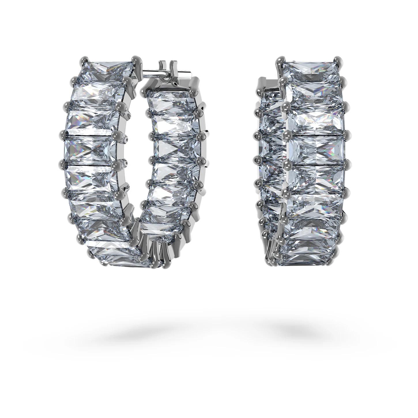 Swarovski Crystal Gray Matrix Hoop Earrings