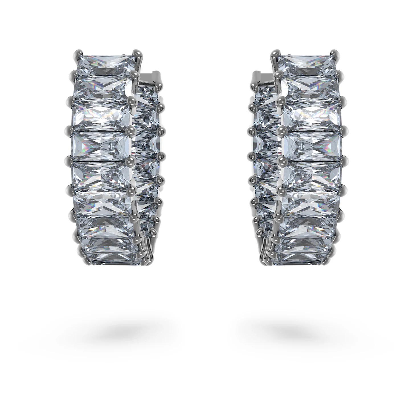 Swarovski Crystal Gray Matrix Hoop Earrings