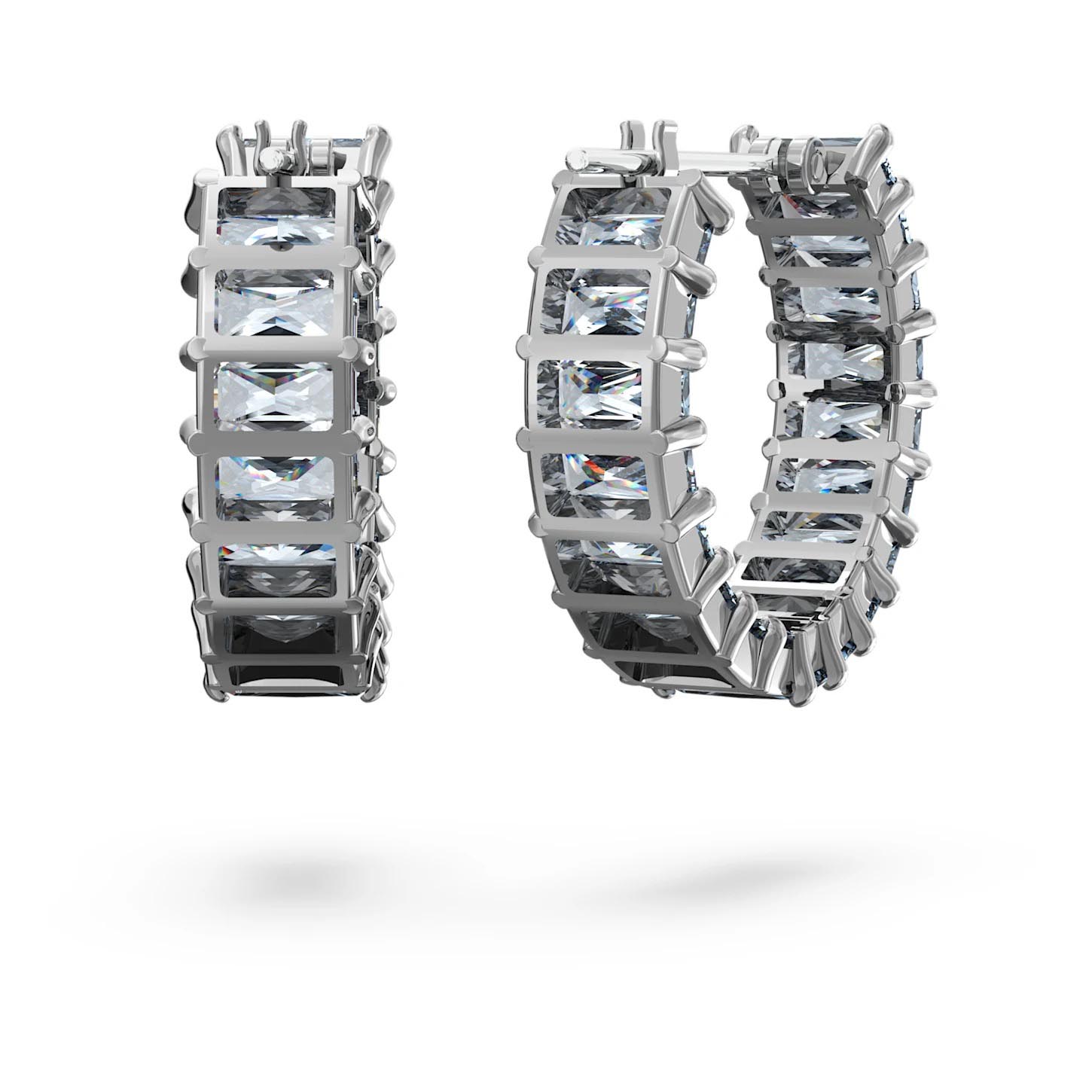 Swarovski Crystal Gray Matrix Hoop Earrings