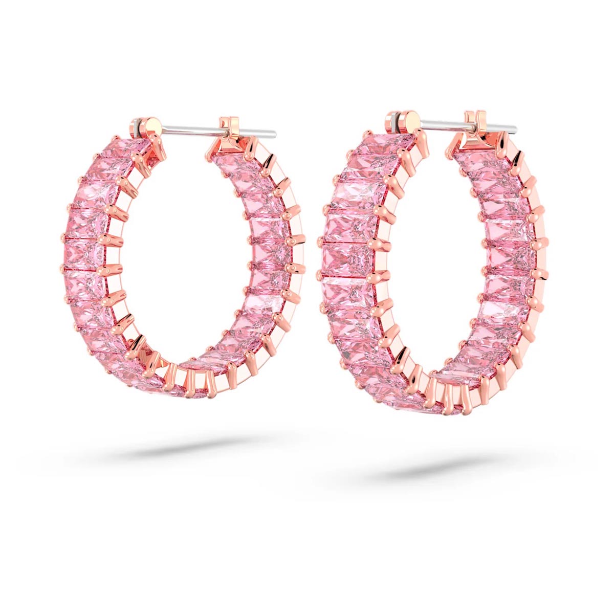 Swarovski Crystal Pink Matrix Hoop Earrings