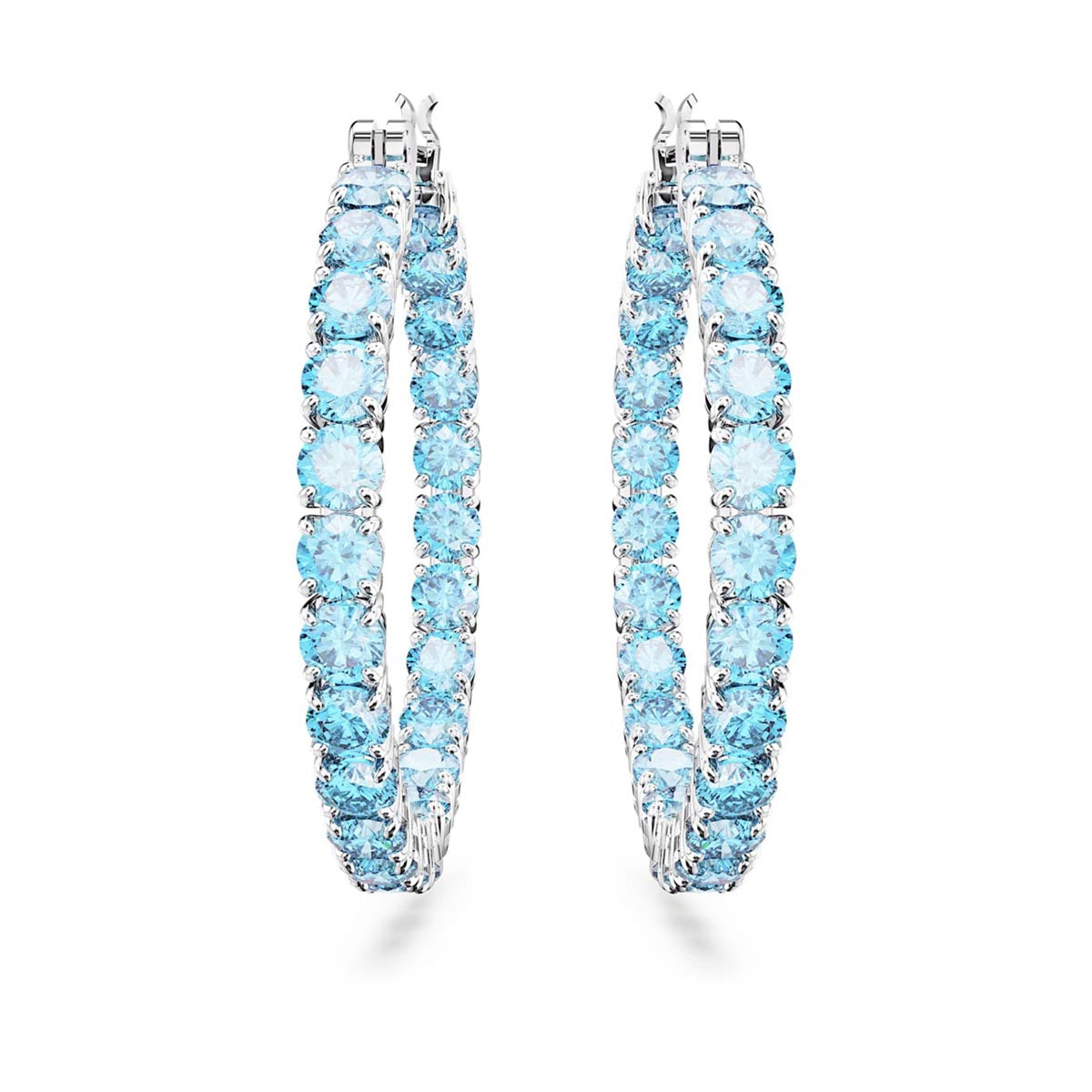 Swarovski Crystal Blue Matrix Hoop Earrings