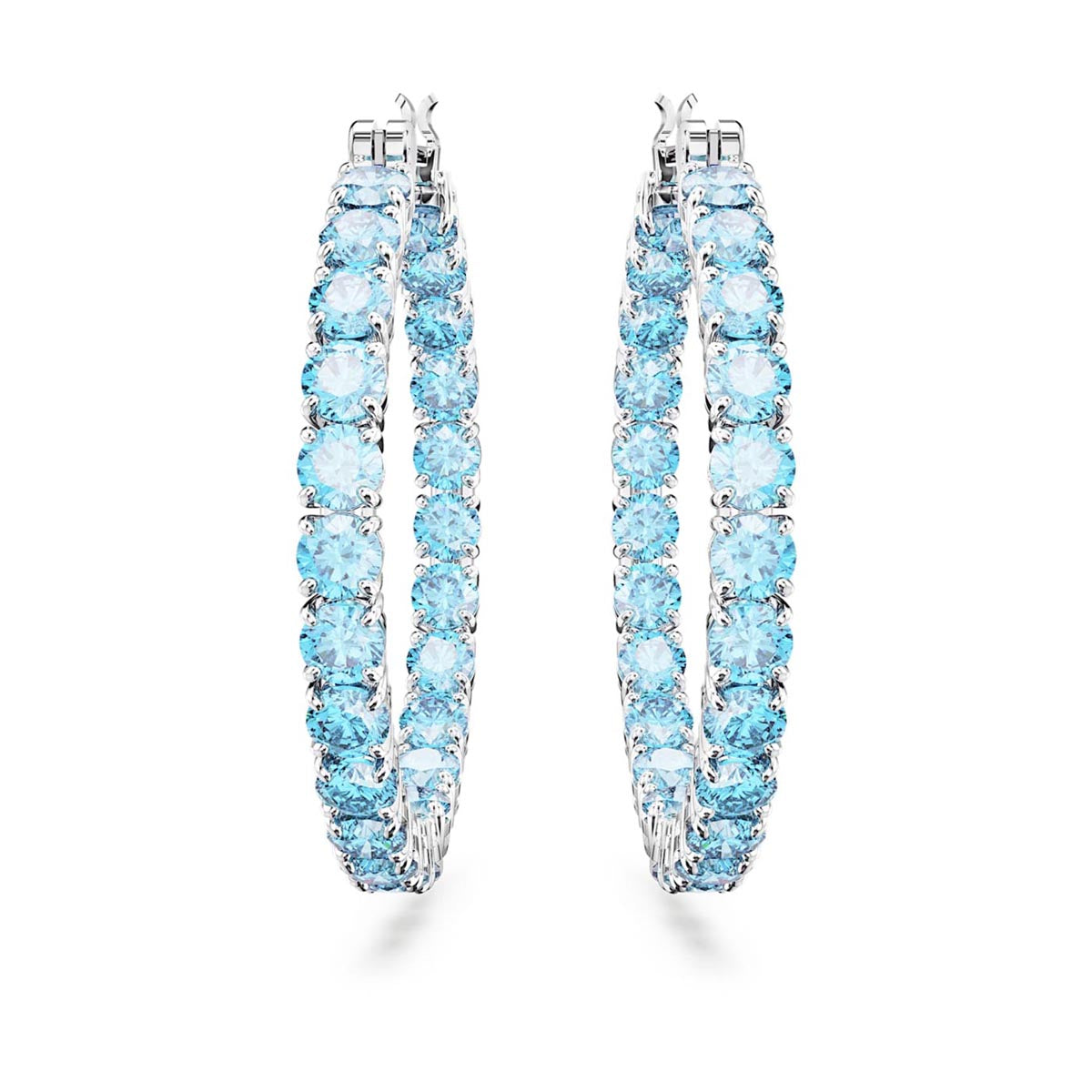 Swarovski Crystal Blue Matrix Hoop Earrings
