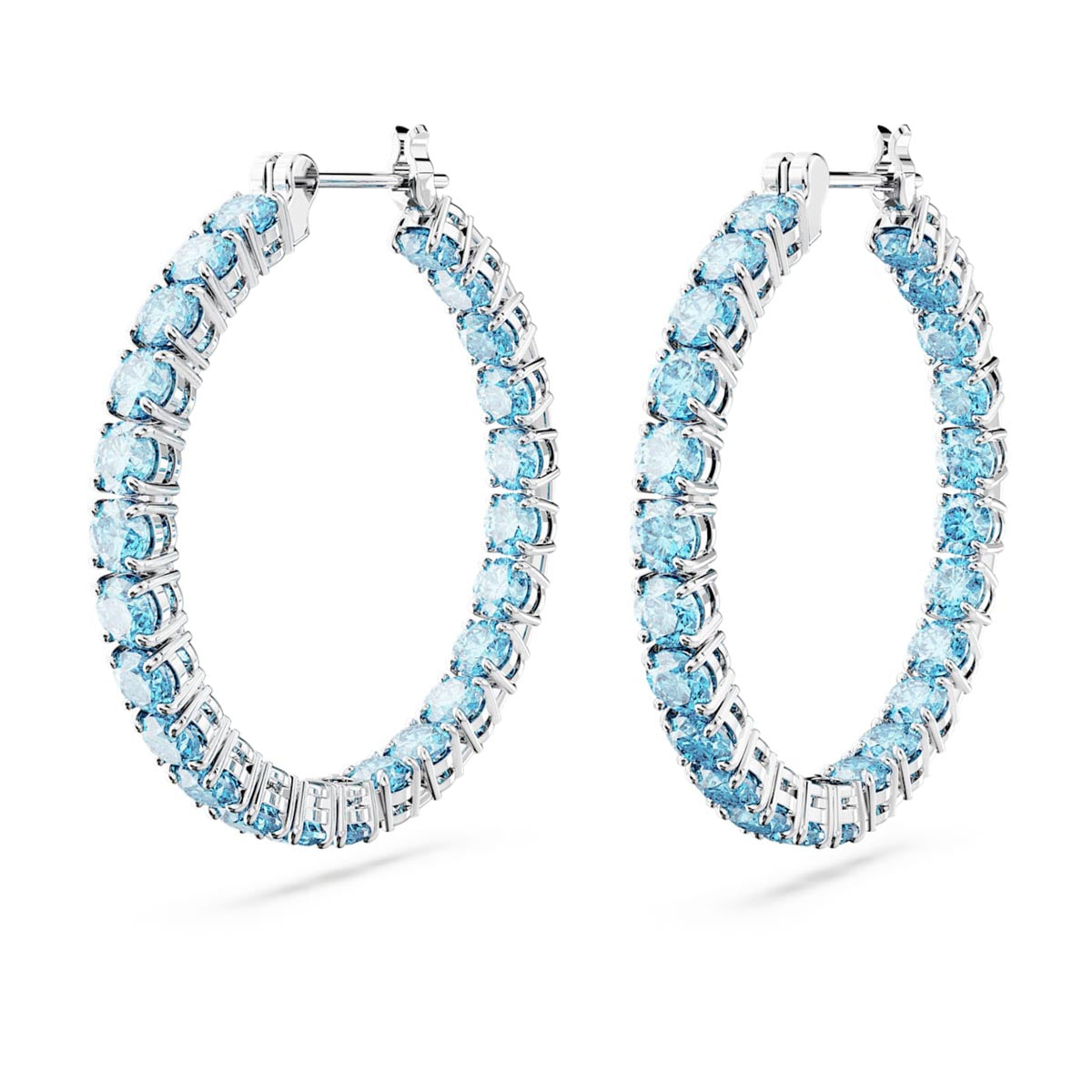 Swarovski Crystal Blue Matrix Hoop Earrings