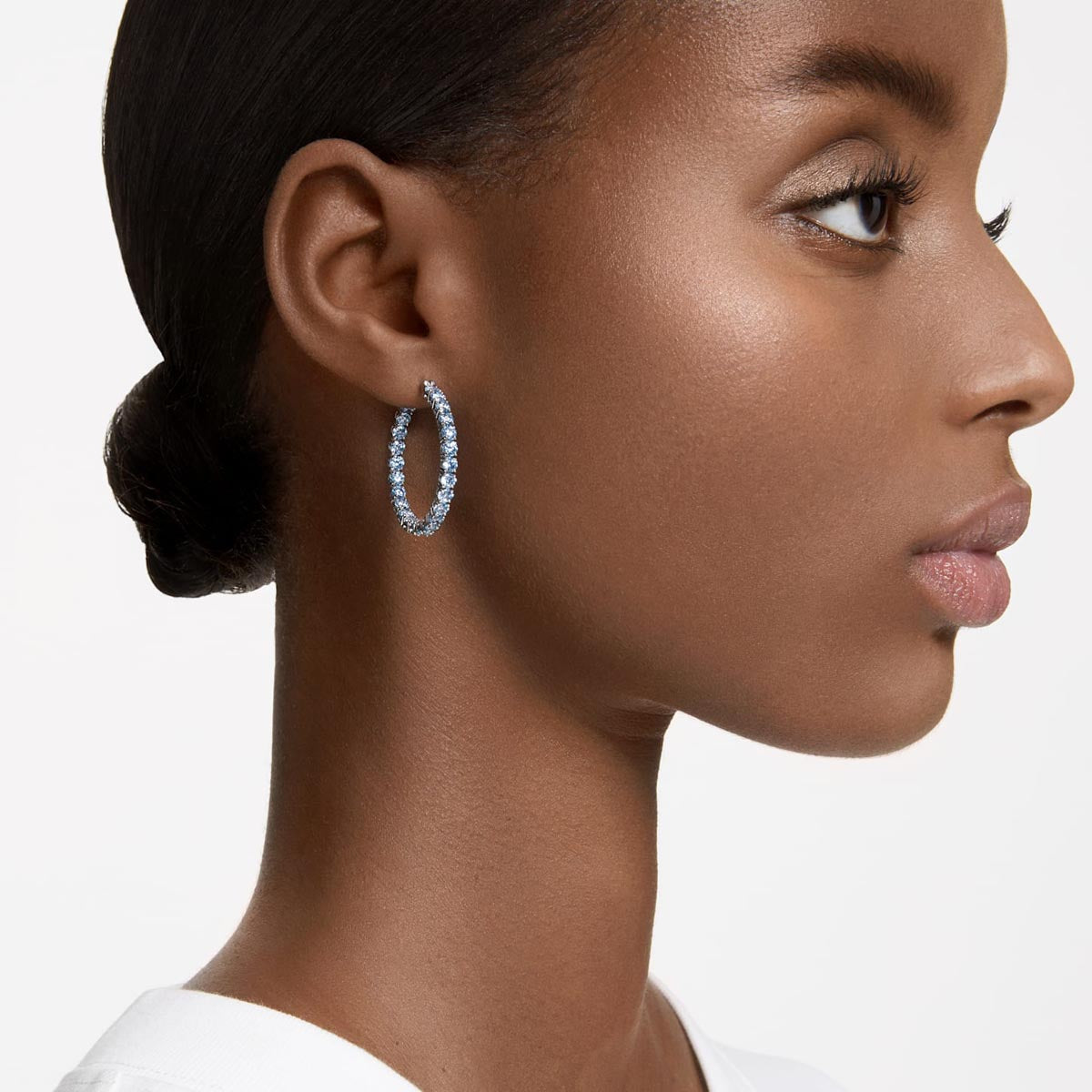 Swarovski Crystal Blue Matrix Hoop Earrings