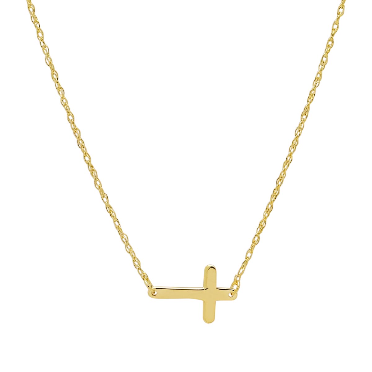 East to West Cross Necklace in 14kt Yellow Gold (18 inches)