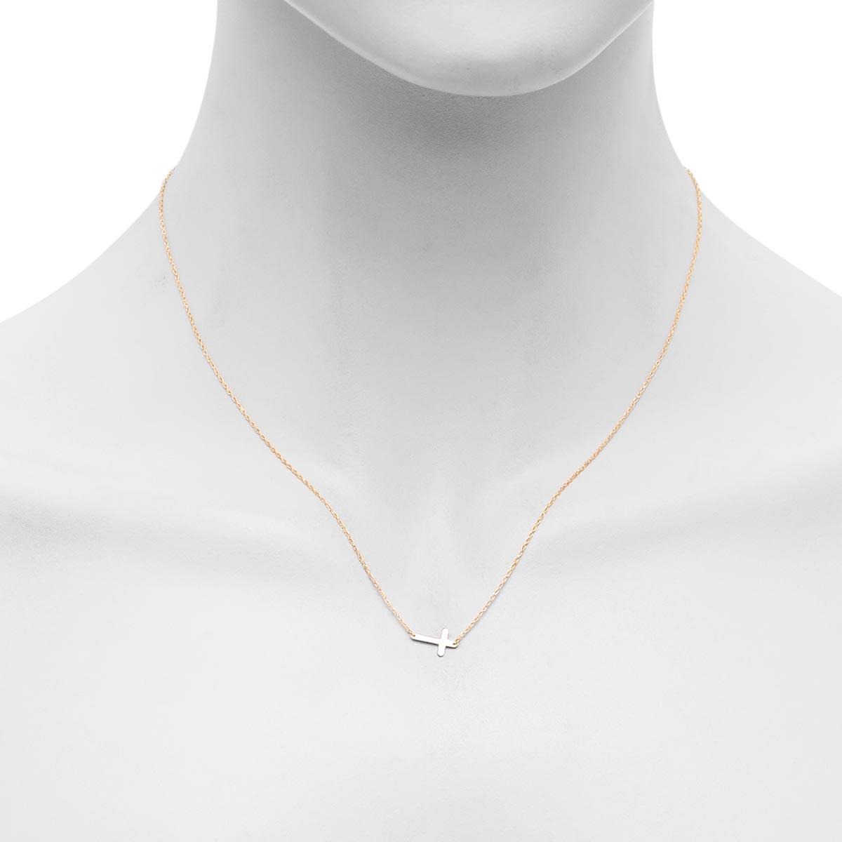 East to West Cross Necklace in 14kt Yellow Gold (18 inches)
