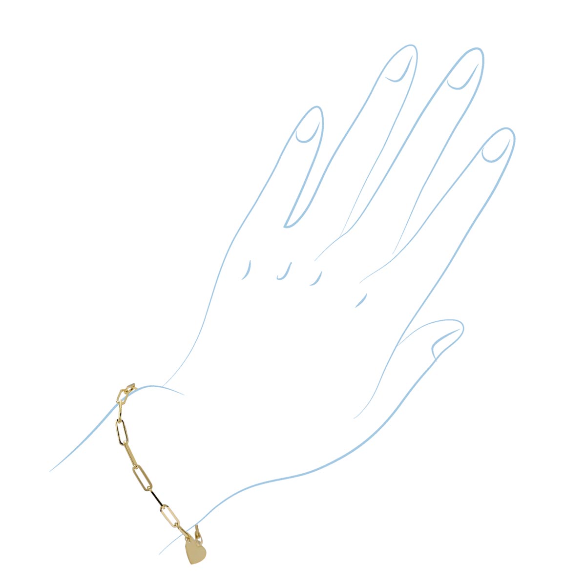 Paperclip Heart Bracelet in 14kt Yellow Gold (7 1/2 inches)