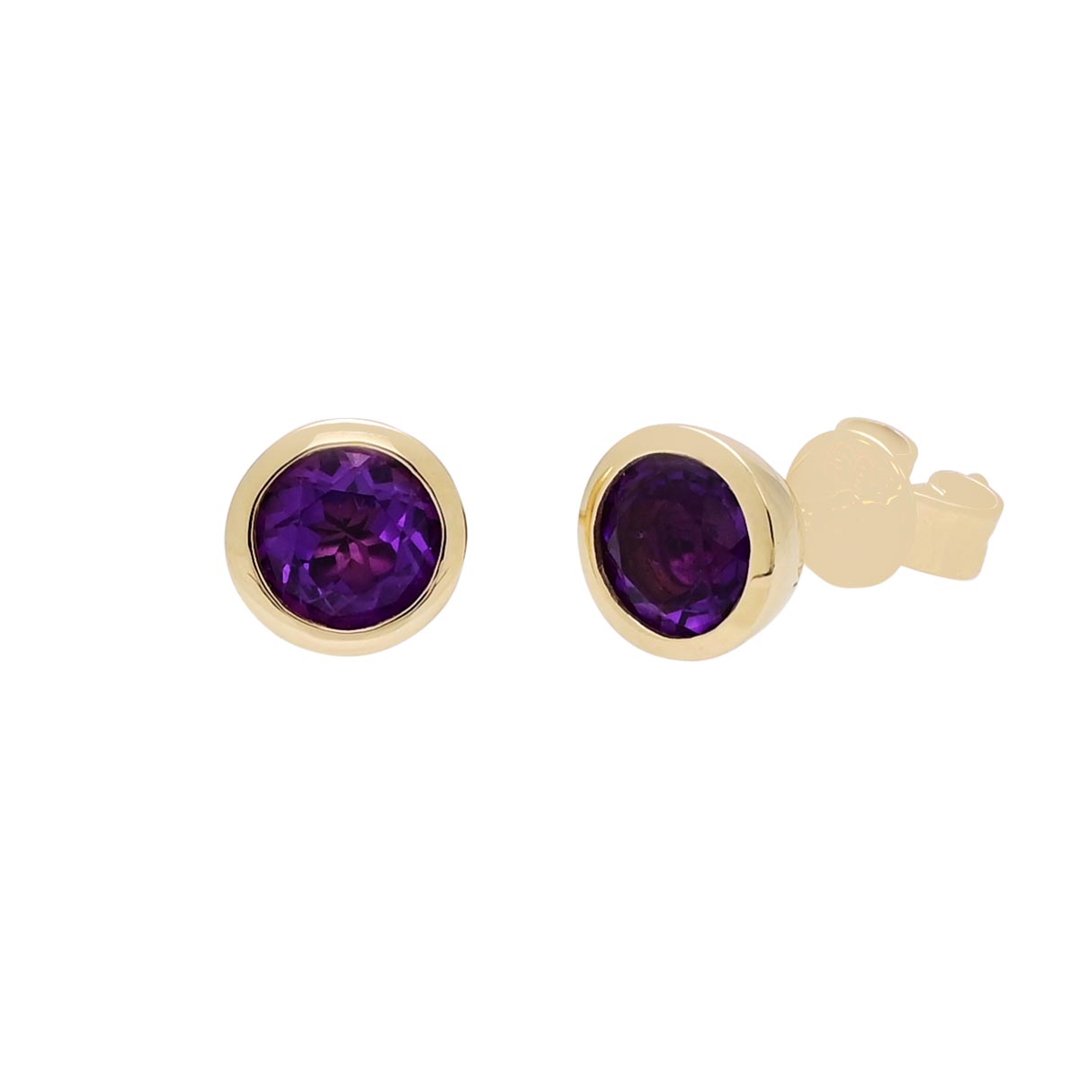 Madison L Amethyst Bezel Stud Earrings in 14kt Yellow Gold