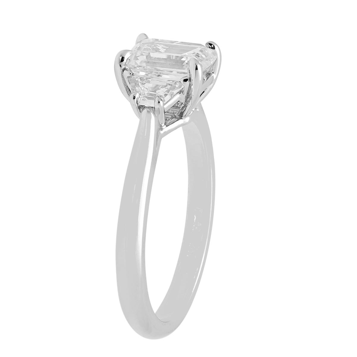 Emerald Cut and Trapezoid Diamond  Engagement Ring in Platinum (1 7/8ct tw)