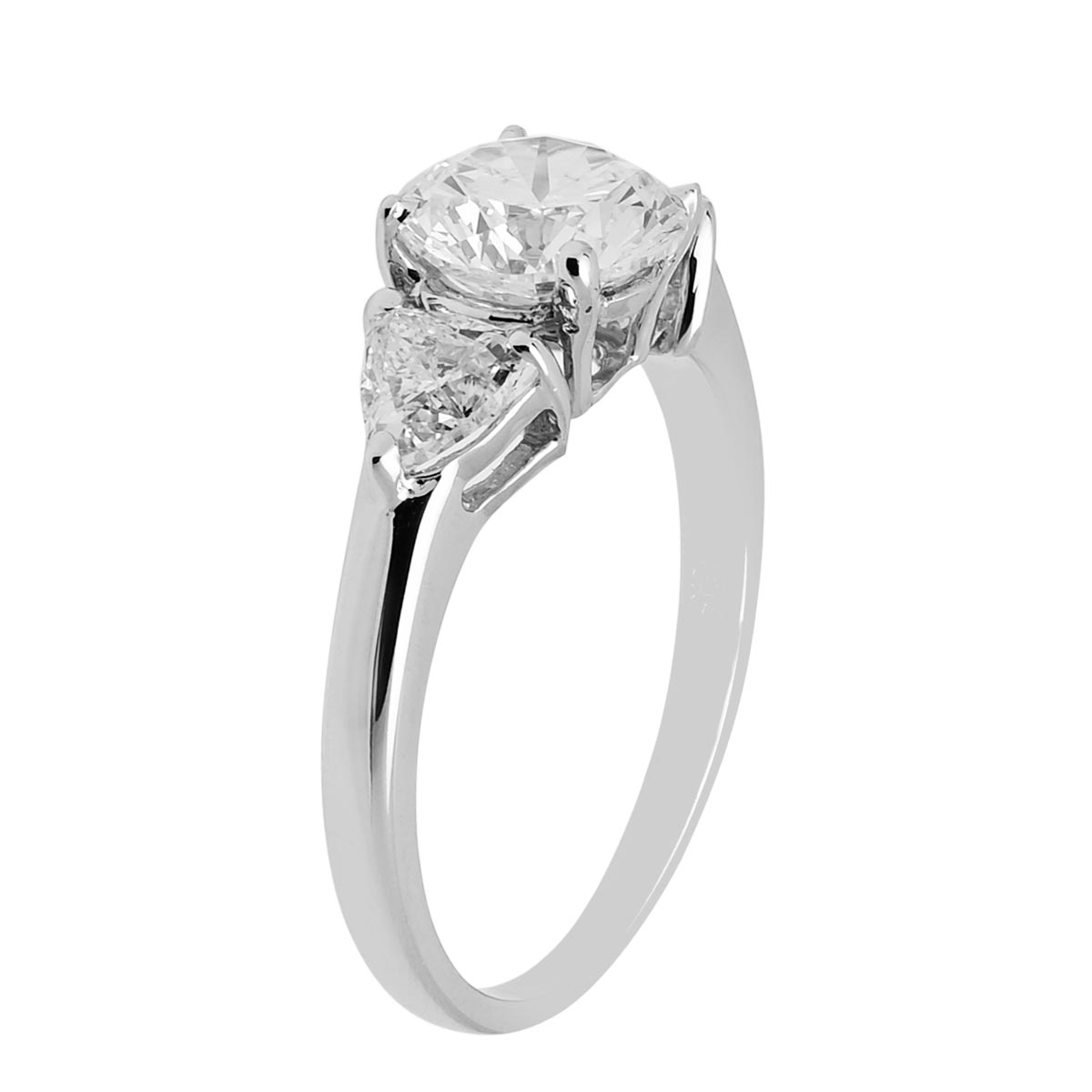 Three Stone Round and Trillion Diamond Engagement Ring in Platinum (2 3/8ct tw)