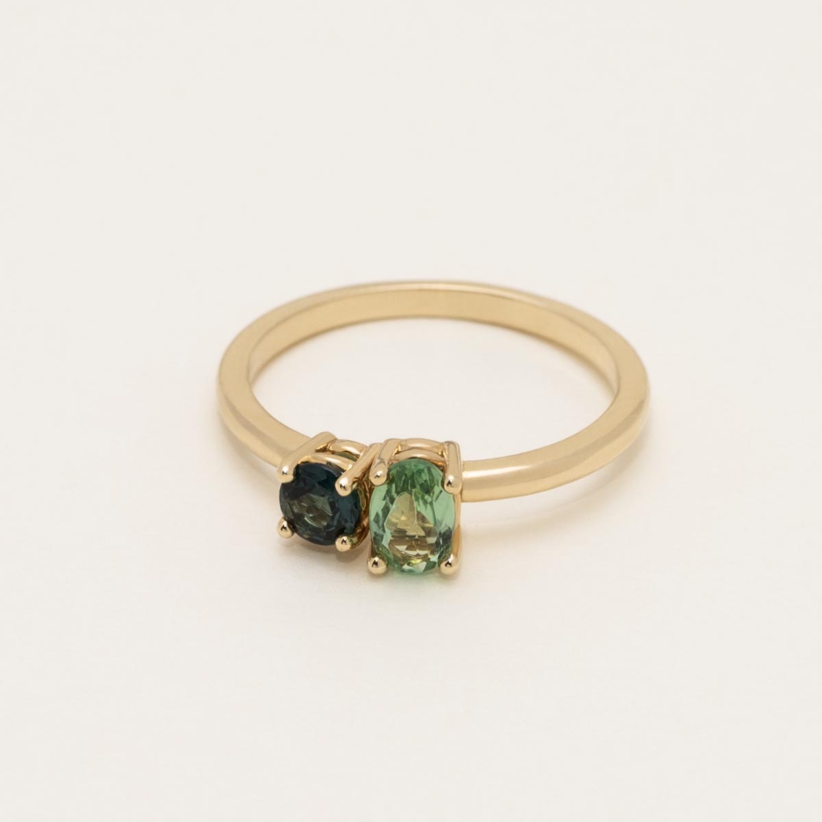 Maine Green and Indicolite Tourmaline Ring in 14kt Yellow Gold