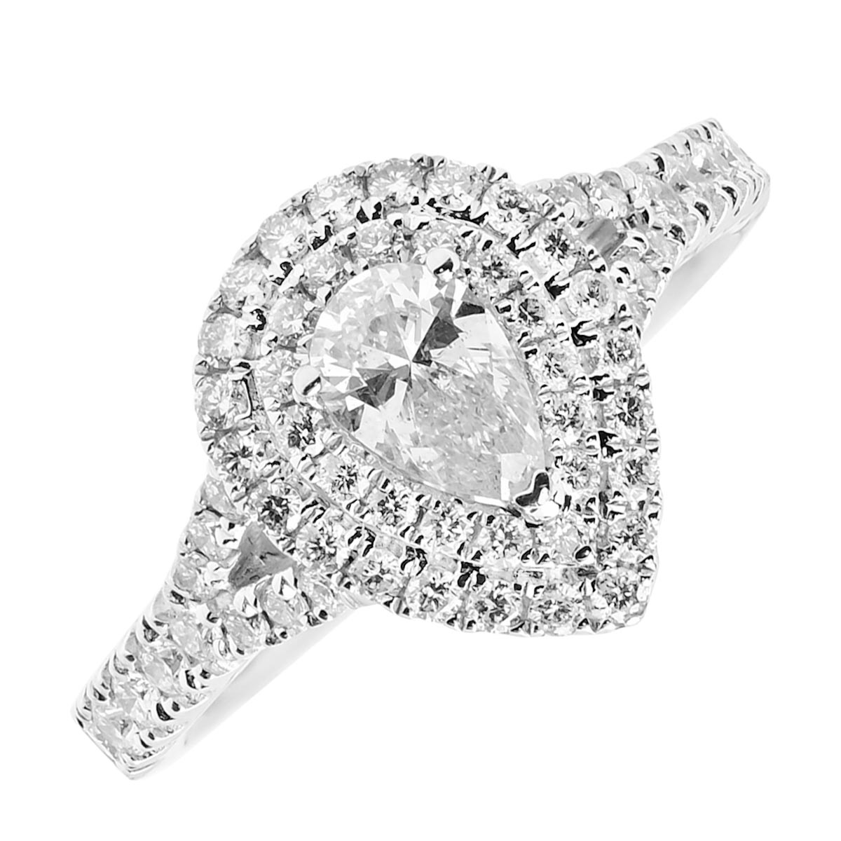 Pear Diamond Halo Ring in 14kt White Gold (1ct tw)