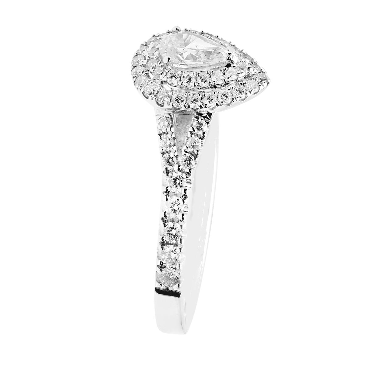 Pear Diamond Halo Ring in 14kt White Gold (1ct tw)