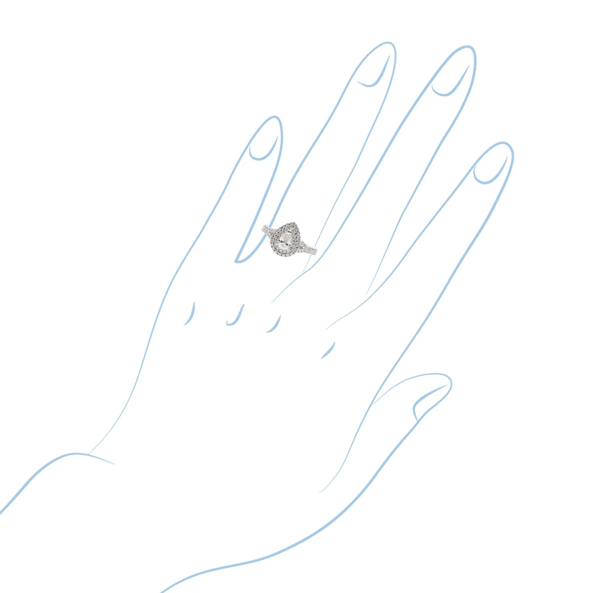 Pear Diamond Halo Ring in 14kt White Gold (1ct tw)