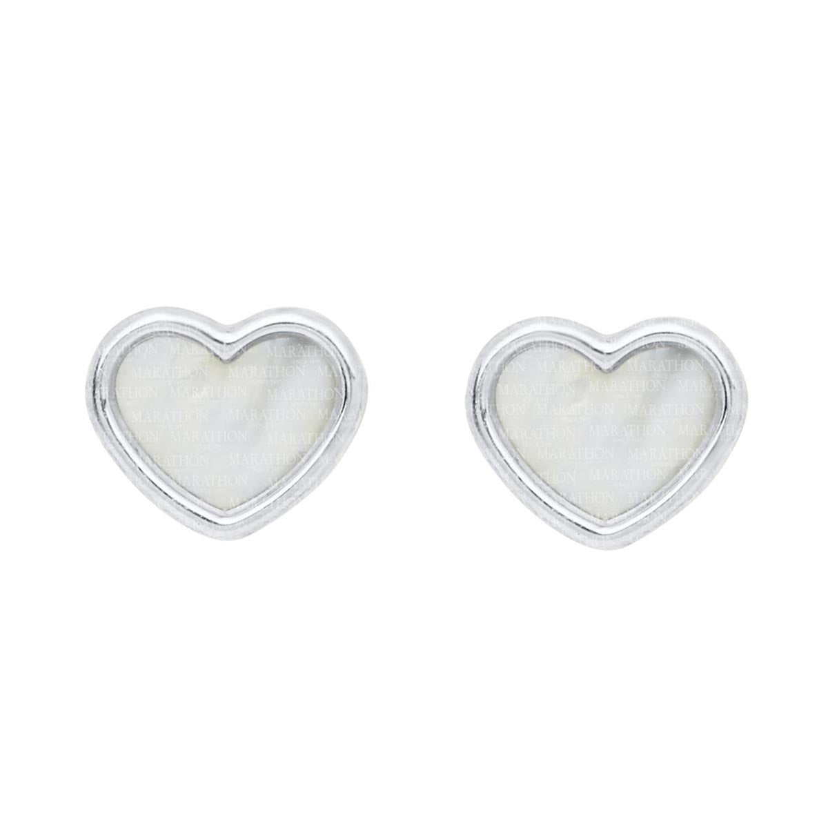 Childrens Mother of Pearl Heart Stud Earrings in Sterling Silver