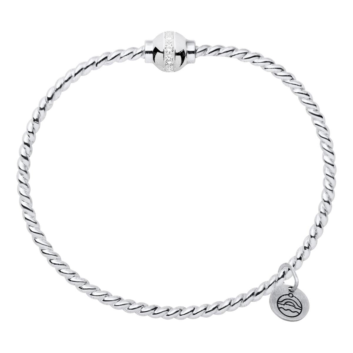 Cape Cod Cubic Zirconia Twist Bangle Bracelet in Sterling Silver