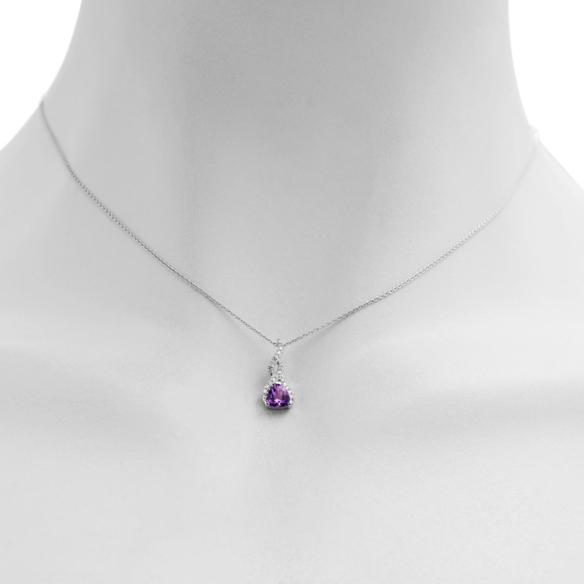Madison L Trillion Cut Amethyst Necklace in 14kt White Gold (1/10ct tw)