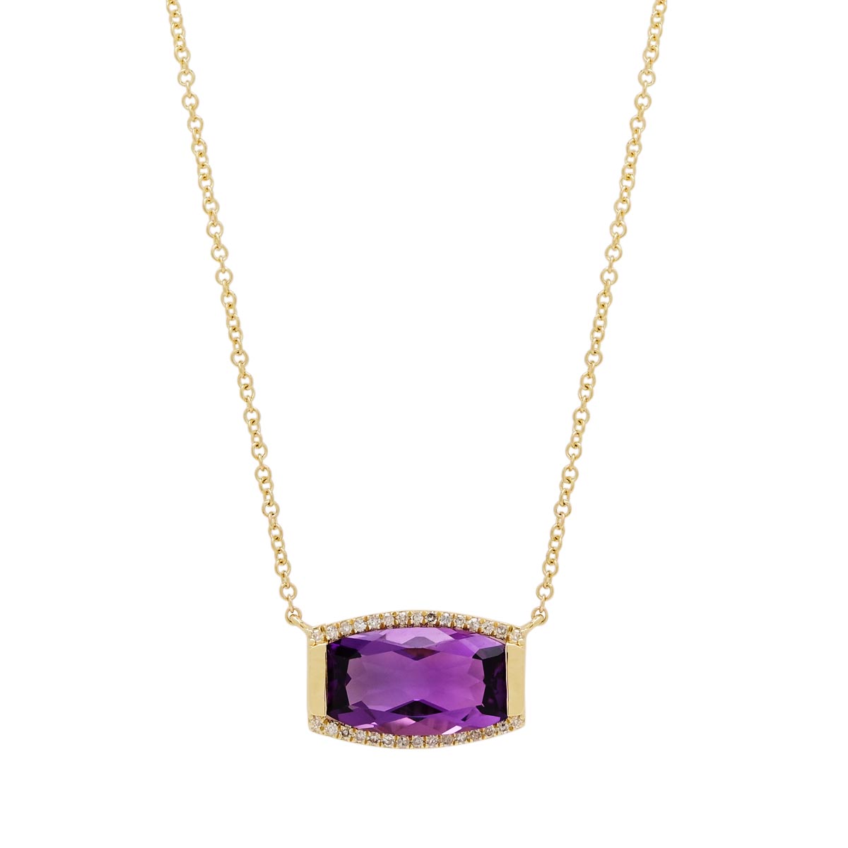 Madison L Amethyst Necklace in 14kt Yellow Gold with Diamonds (1/10ct tw)
