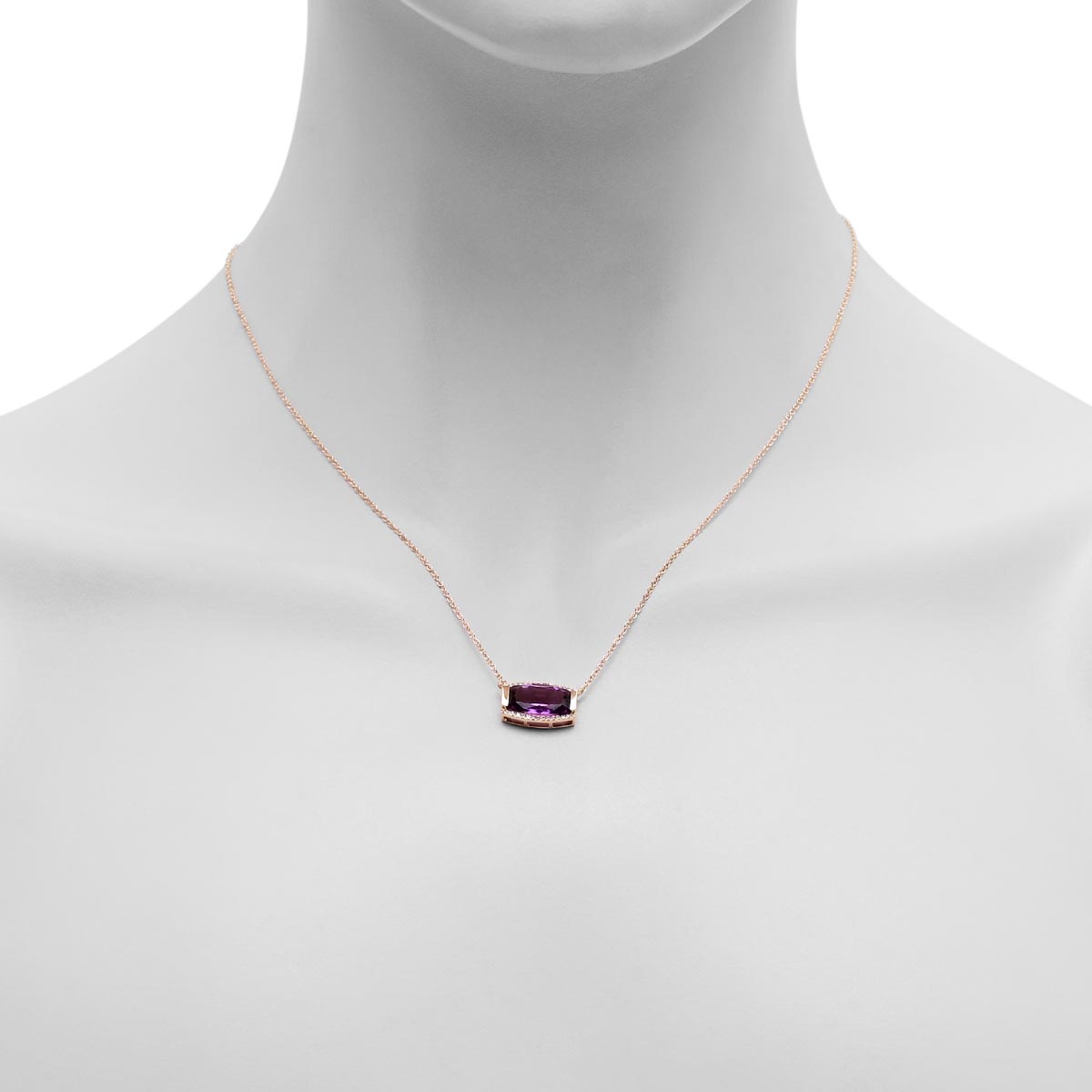 Madison L Amethyst Necklace in 14kt Yellow Gold with Diamonds (1/10ct tw)