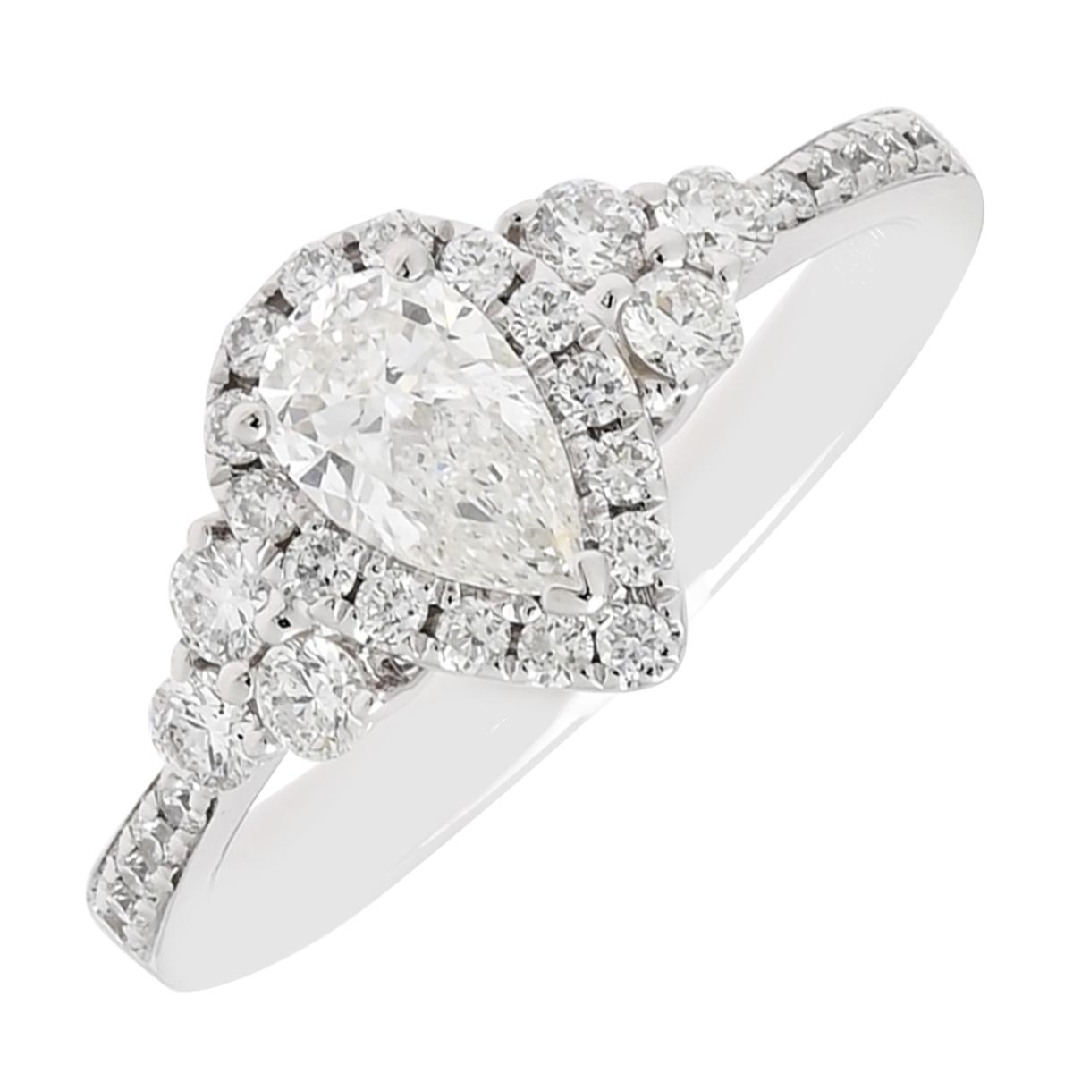 Pear Shaped Diamond Engagement Ring in 14kt White Gold (7/8ct tw)