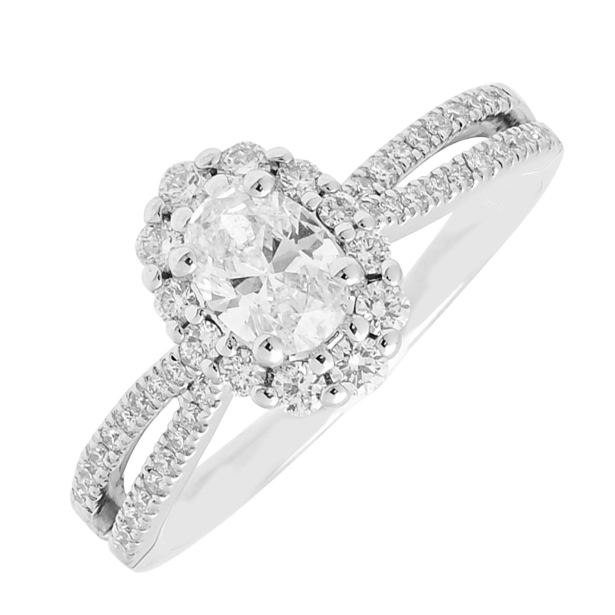 Oval Diamond Halo Engagement Ring in 14kt White Gold (7/8ct tw)