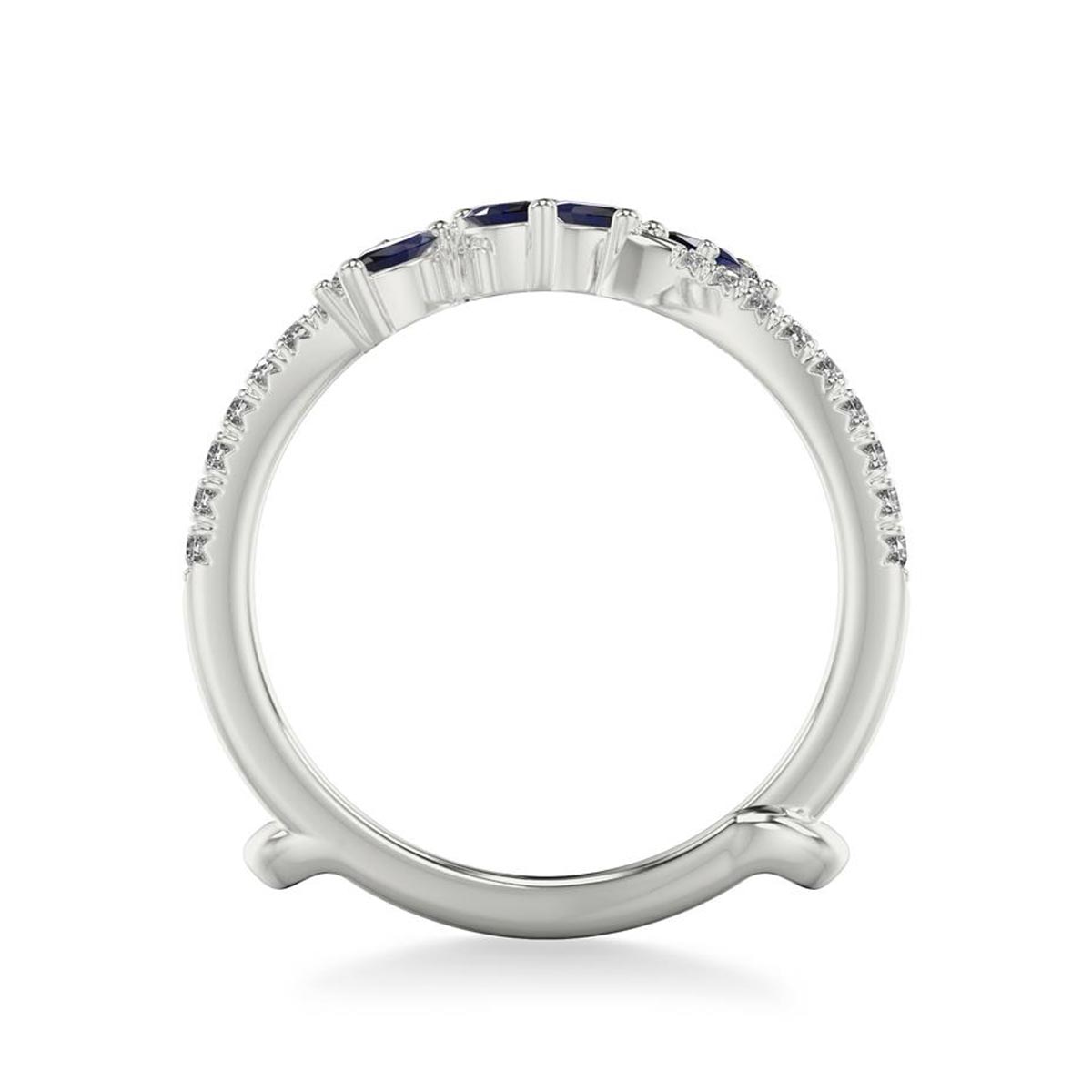 Artcarved Diamond and Sapphire Wedding Ring Insert in 14kt White Gold (1/10ct tw)