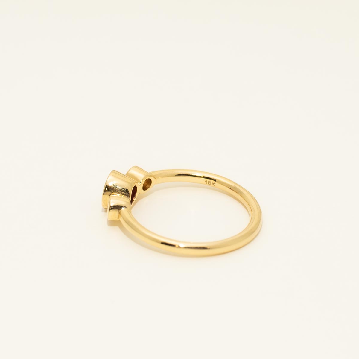 Ruby Bezel Ring in 18kt Yellow Gold with Diamonds (1/10ct tw)