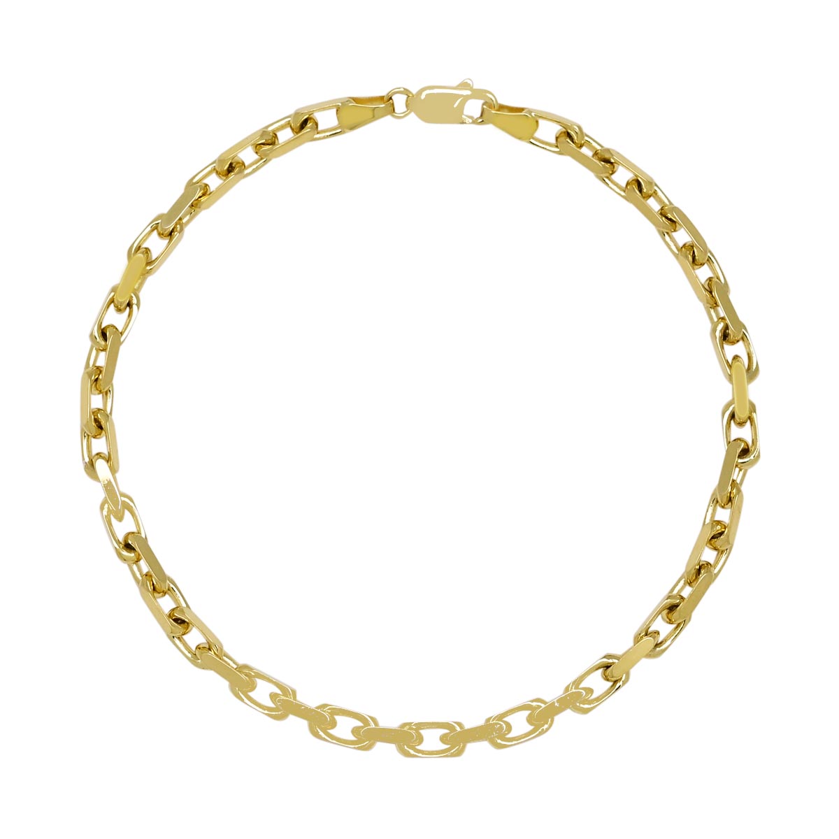 Mens French Cable Chain Bracelet in 14kt Yellow Gold (8.25 inches and 3.5mm wide)