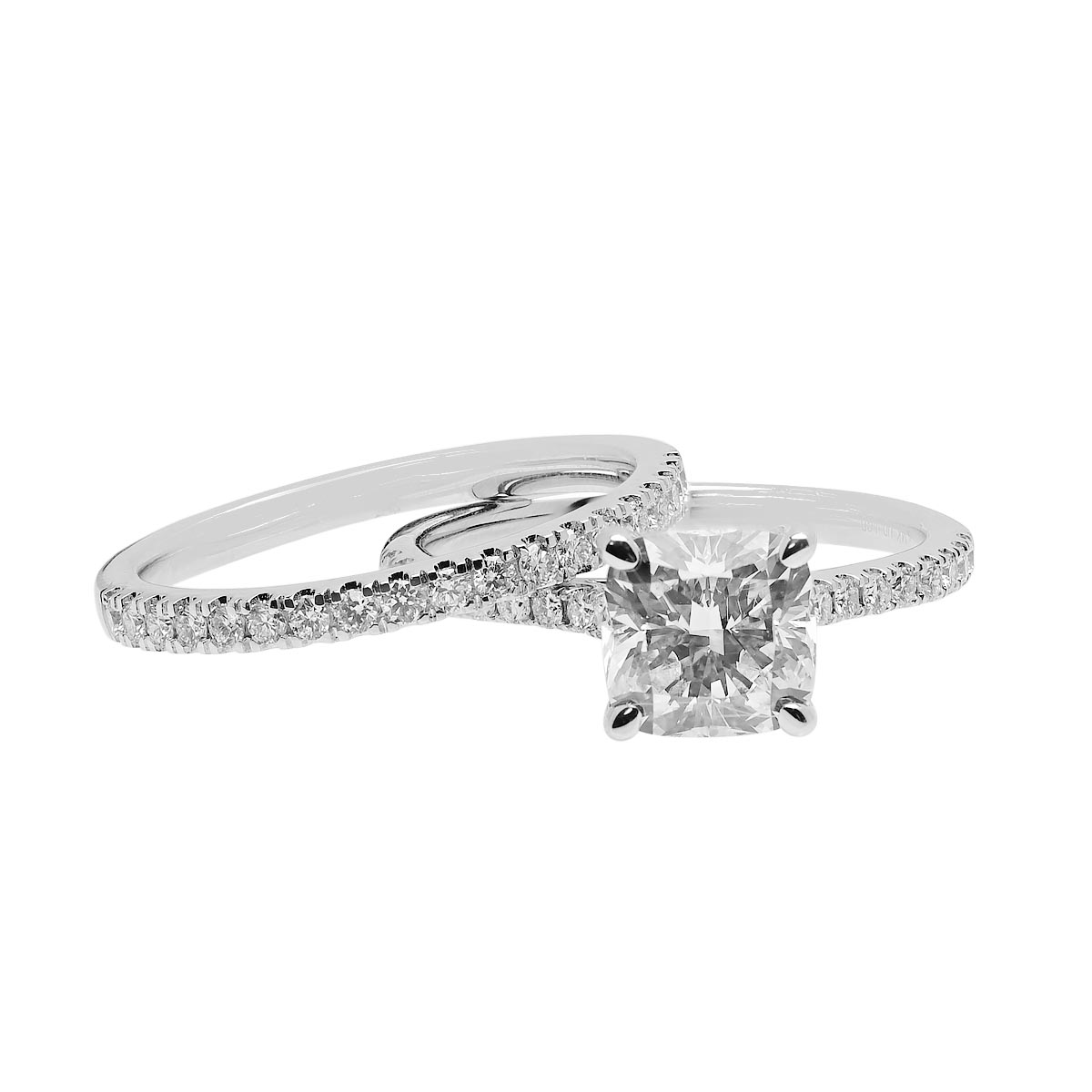 Lab Grown Cushion Diamond Bridal Set in 14kt White Gold (2 1/2ct tw)