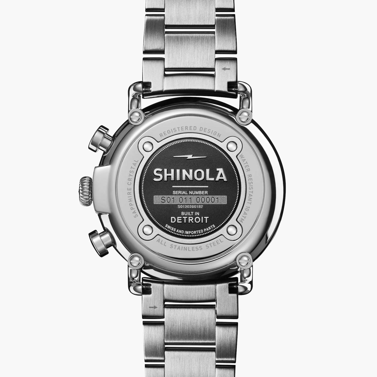 Shinola Runwell Mens Chronograph Watch with Black Dial and Stainless Steel Bracelet (quartz movement)