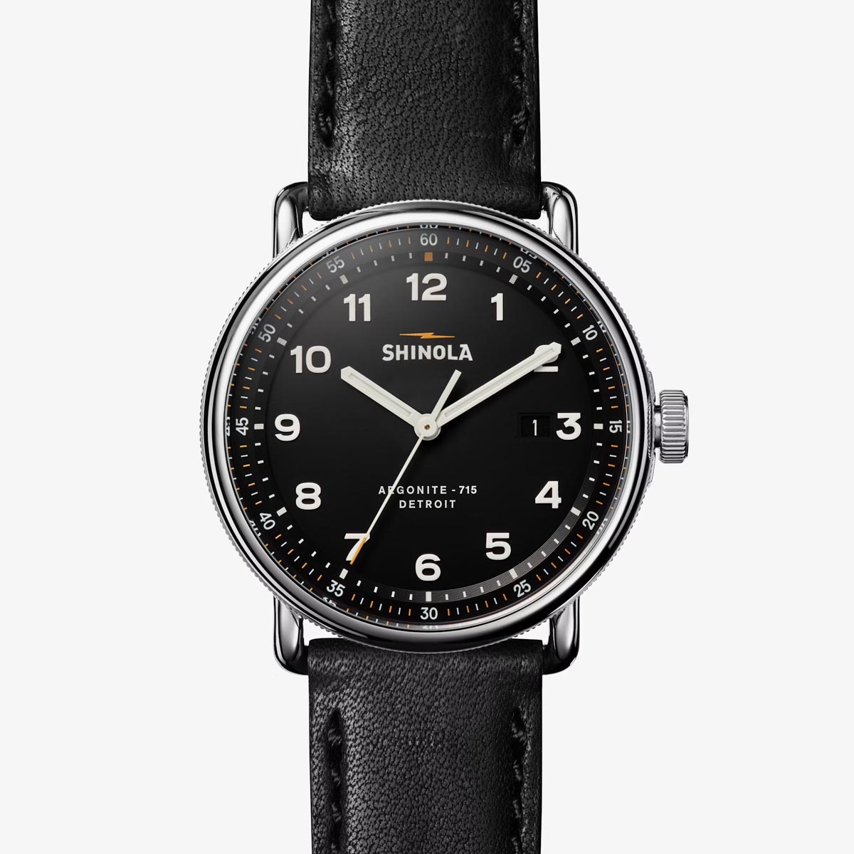Shinola Canfield Model C Mens Watch with Black Dial and Black Leather Strap (quartz movement)