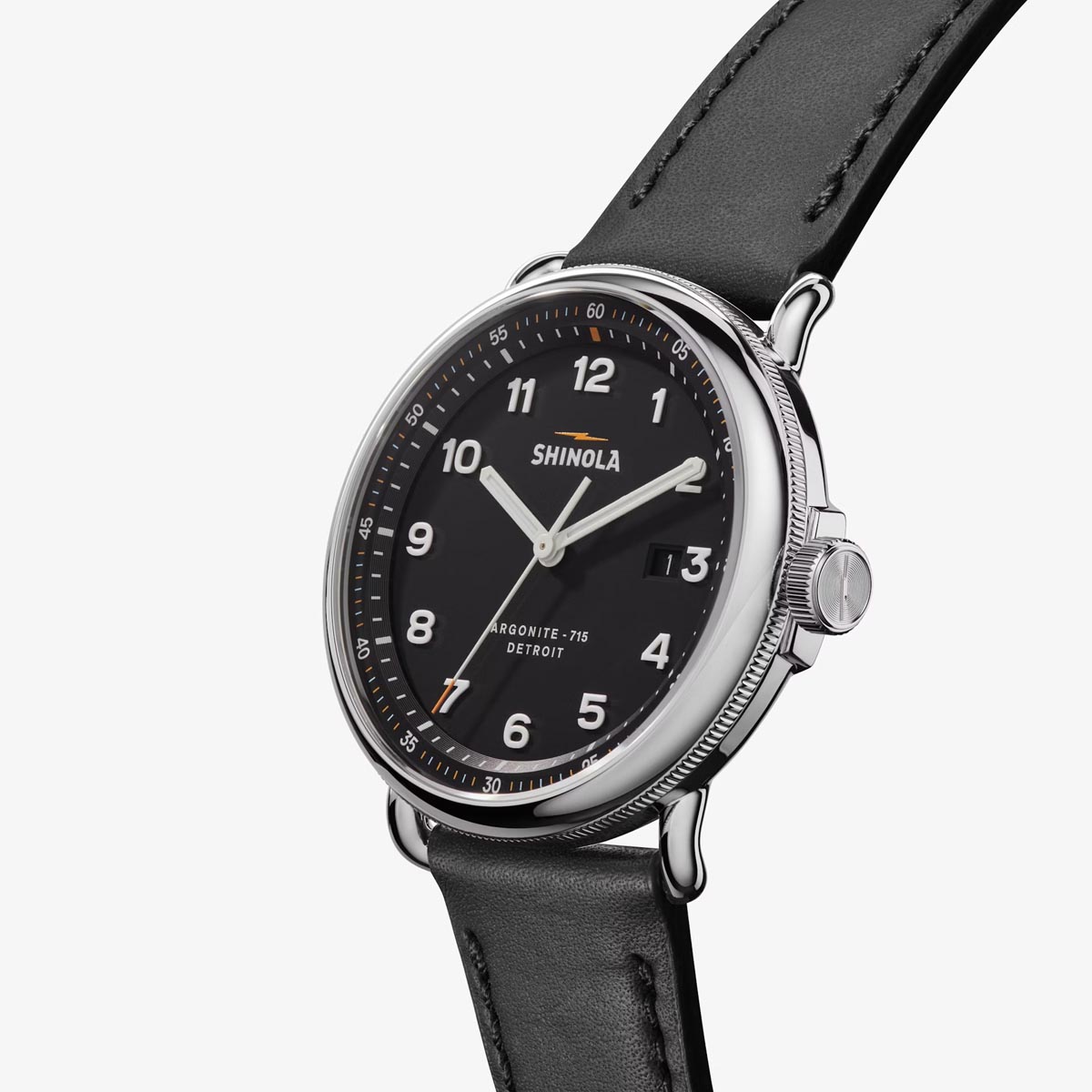 Shinola Canfield Model C Mens Watch with Black Dial and Black Leather Strap (quartz movement)