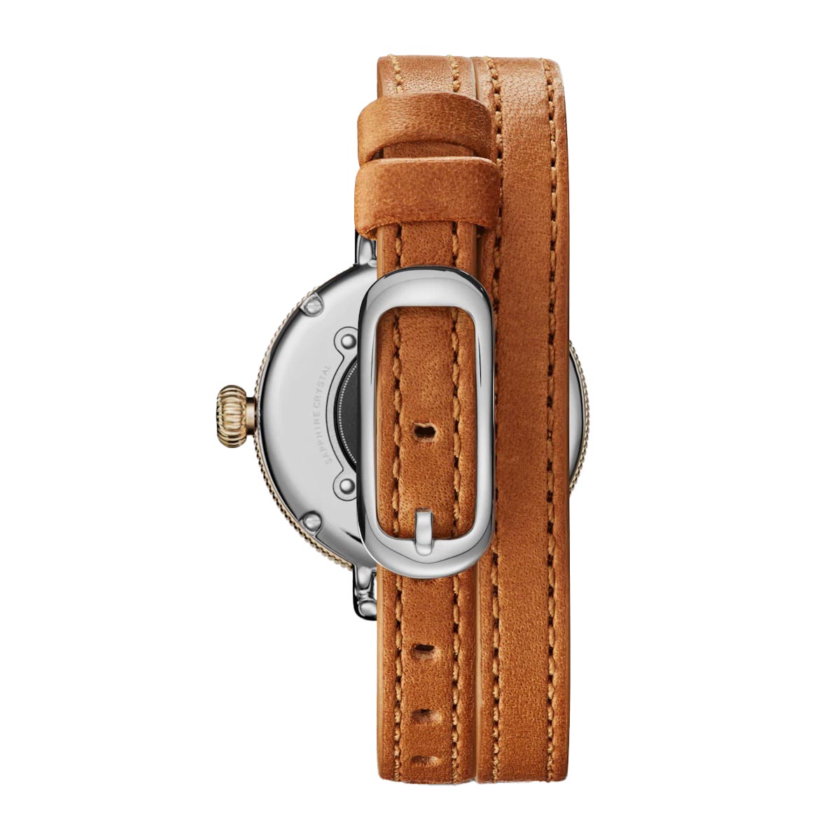 Shinola Birdy Watch with White Mother of Pearl  Dial and Brown Double Wrap Leather Strap (quartz movement)