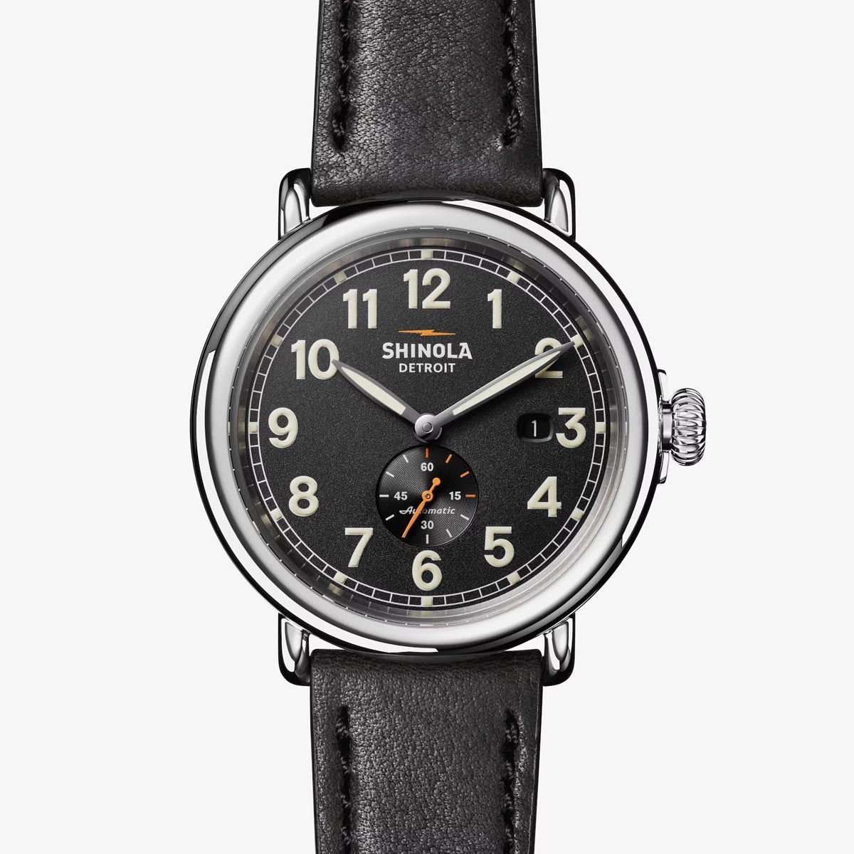 Shinola Runwell Automatic Watch with Black Dial and Black Leather Strap (automatic movement)