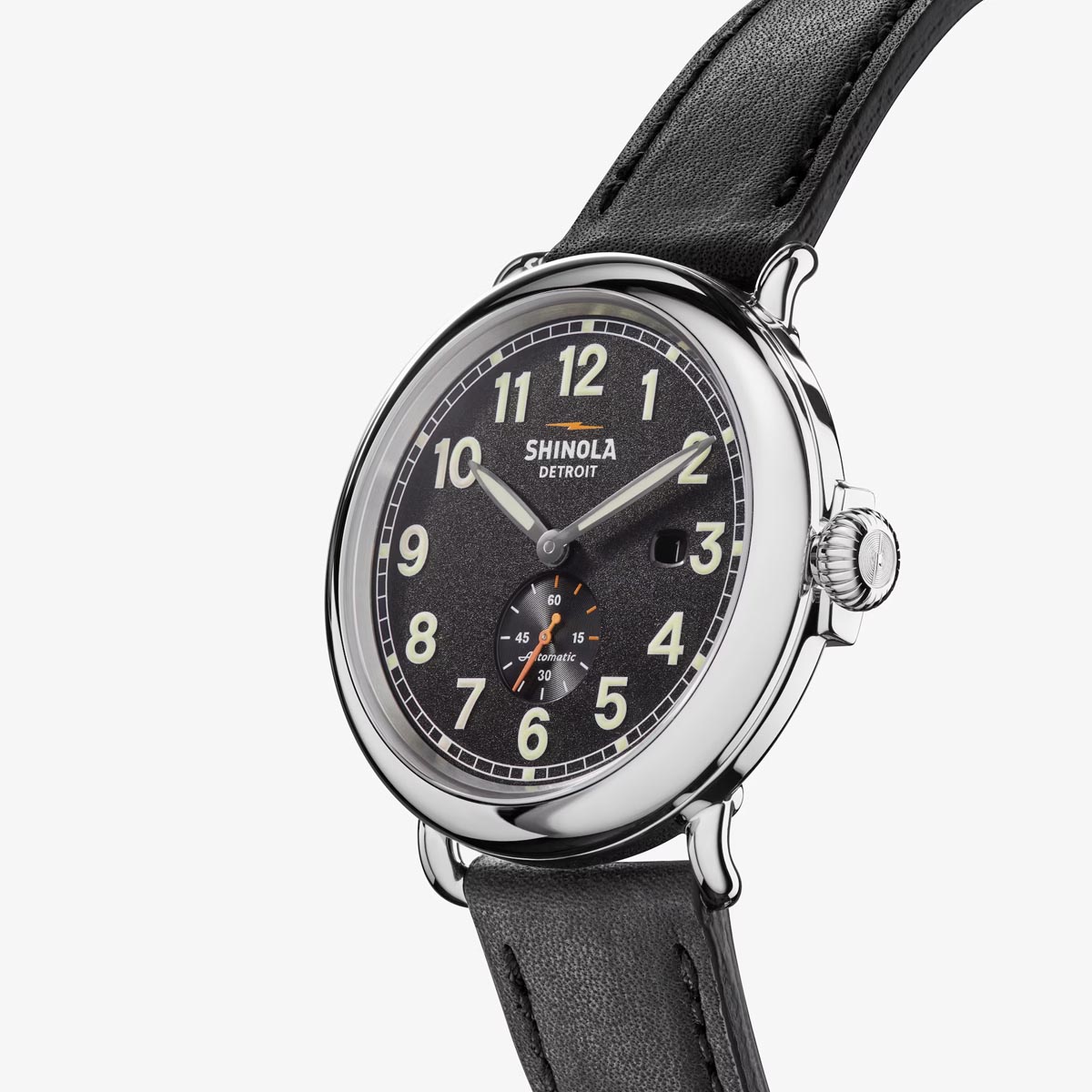 Shinola Runwell Automatic Watch with Black Dial and Black Leather Strap (automatic movement)