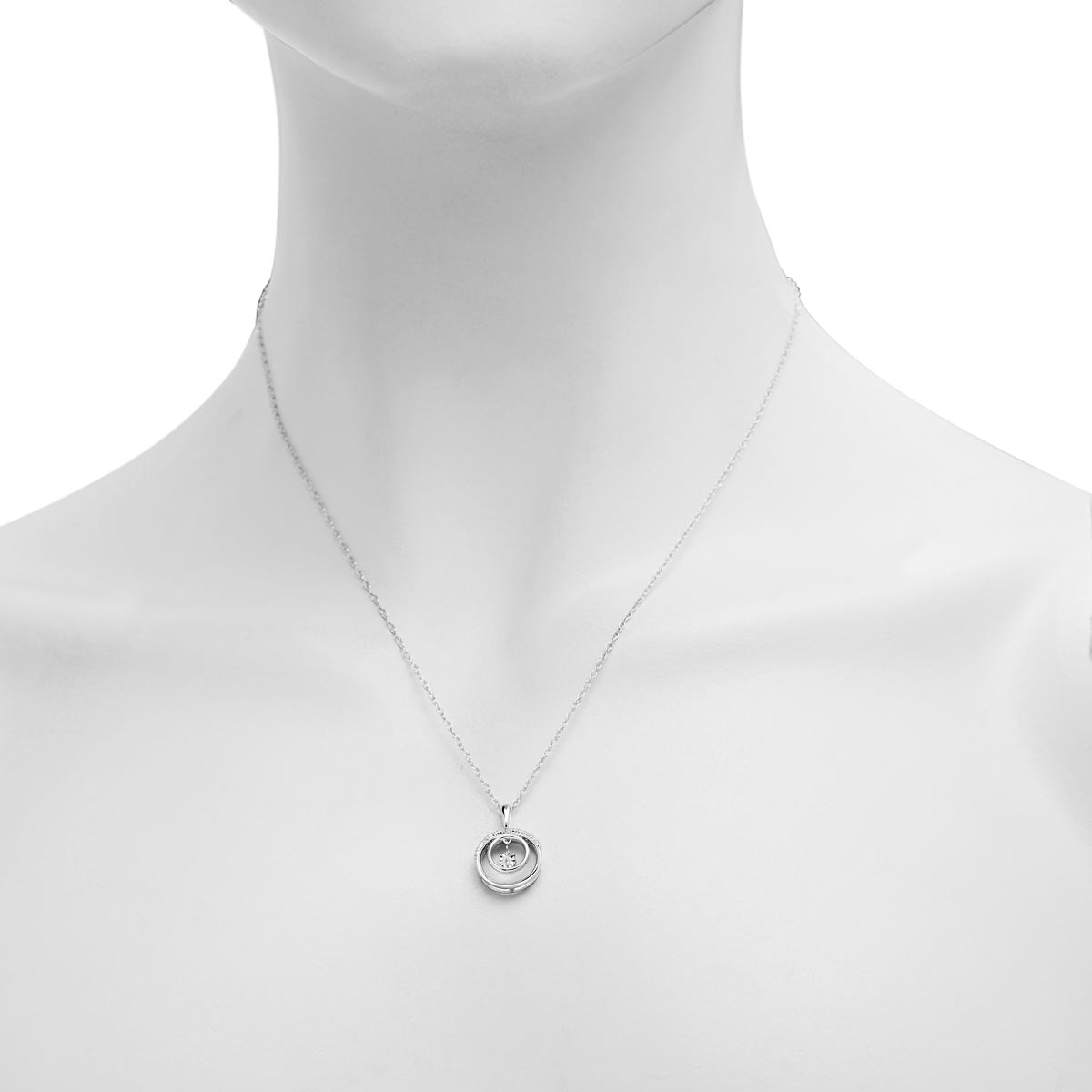 Diamond Circle Necklace in Sterling Silver (.03ct tw)