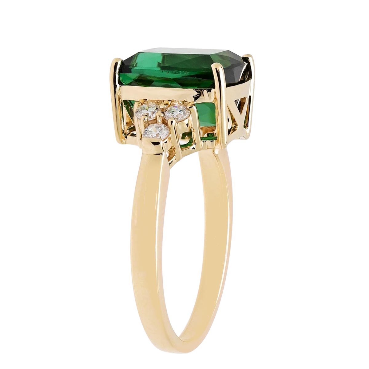 Cushion Green Tourmaline Ring in 14kt Yellow Gold with Diamonds (1/4ct tw)