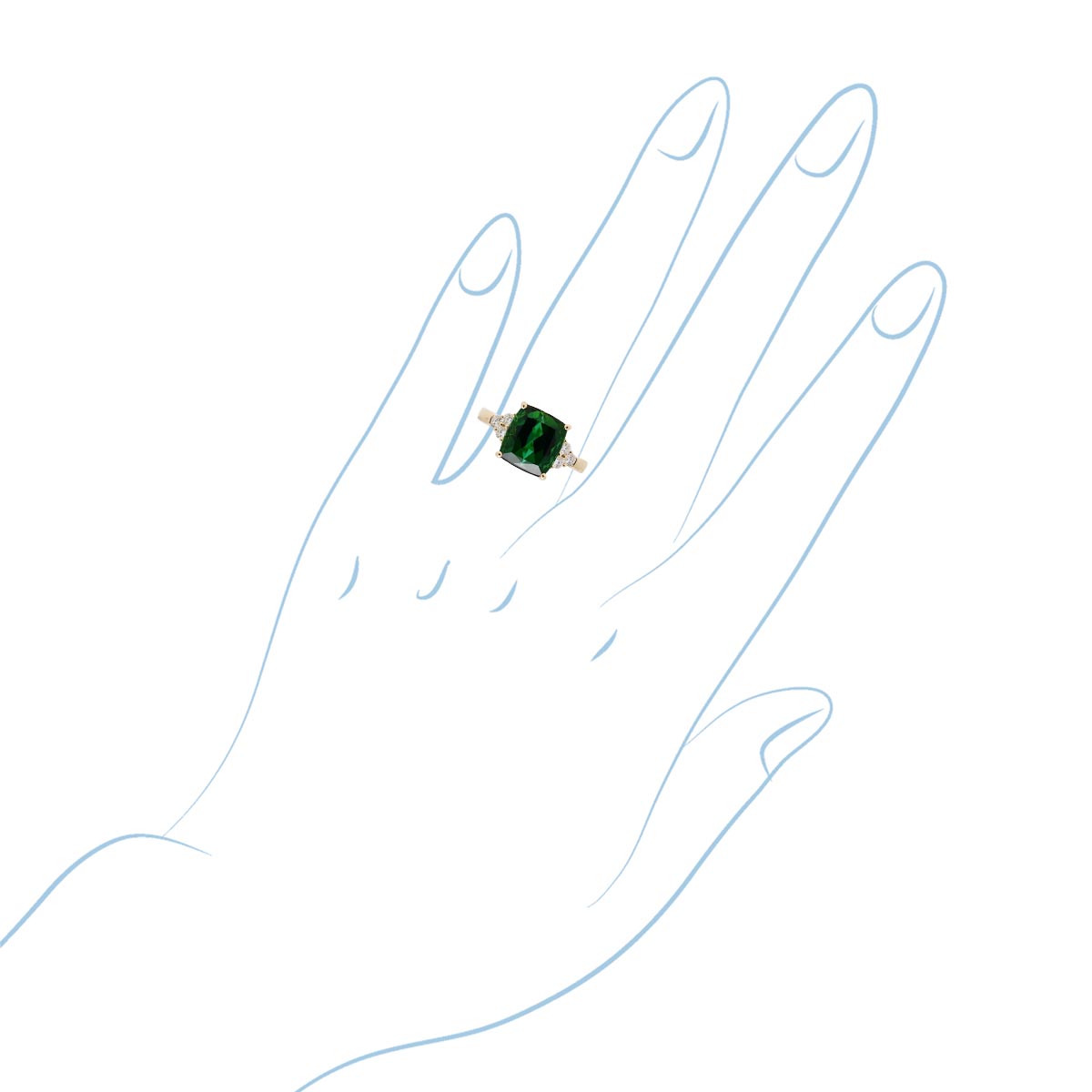 Cushion Green Tourmaline Ring in 14kt Yellow Gold with Diamonds (1/4ct tw)