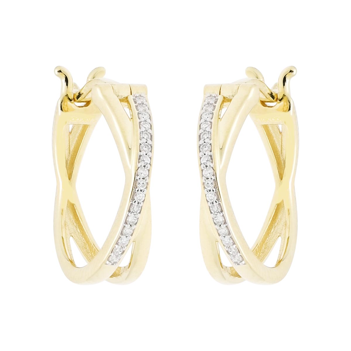 Diamond Hoop Earrings in 10kt Yellow Gold (1/10ct tw)