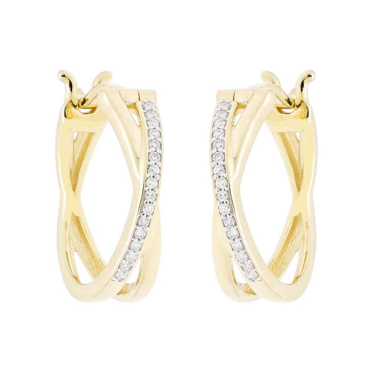 Diamond Hoop Earrings in 10kt Yellow Gold (1/10ct tw)