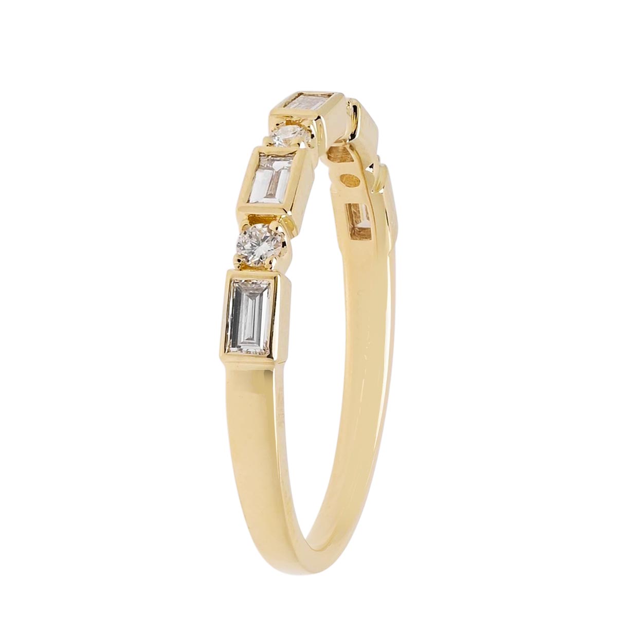 Round and Baguette Diamond Bezel Band in 14kt Yellow Gold (3/8ct tw)