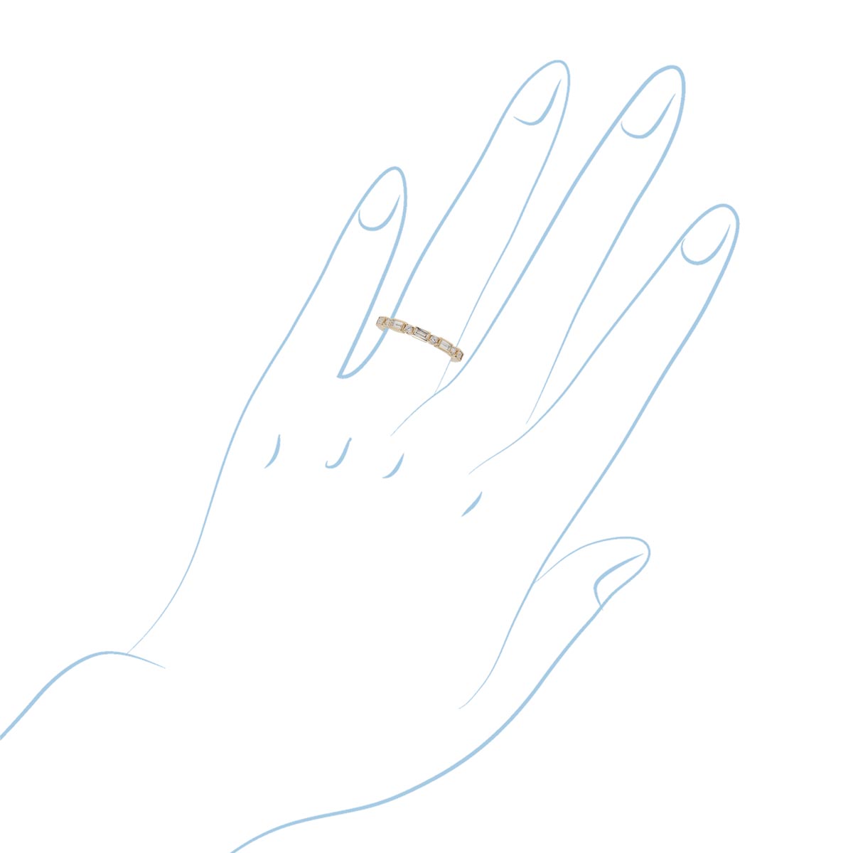 Round and Baguette Diamond Bezel Band in 14kt Yellow Gold (3/8ct tw)
