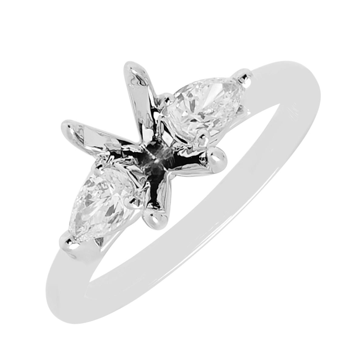 Pear Diamond Three Stone Engagement Ring Setting in 14kt White Gold (3/8ct tw)