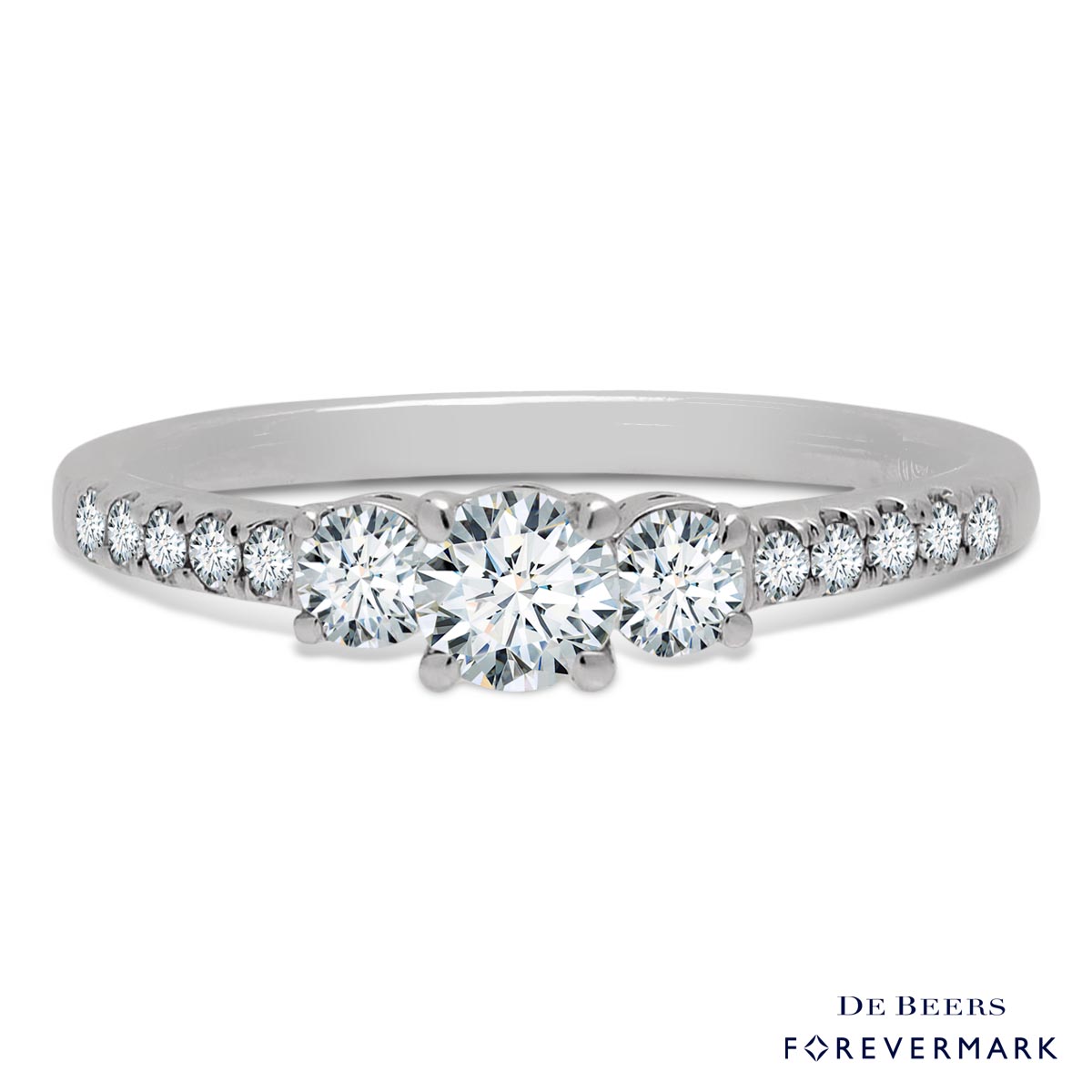 De Beers Forevermark Three Stone Diamond Ring in 18kt White Gold (1/2ct tw)