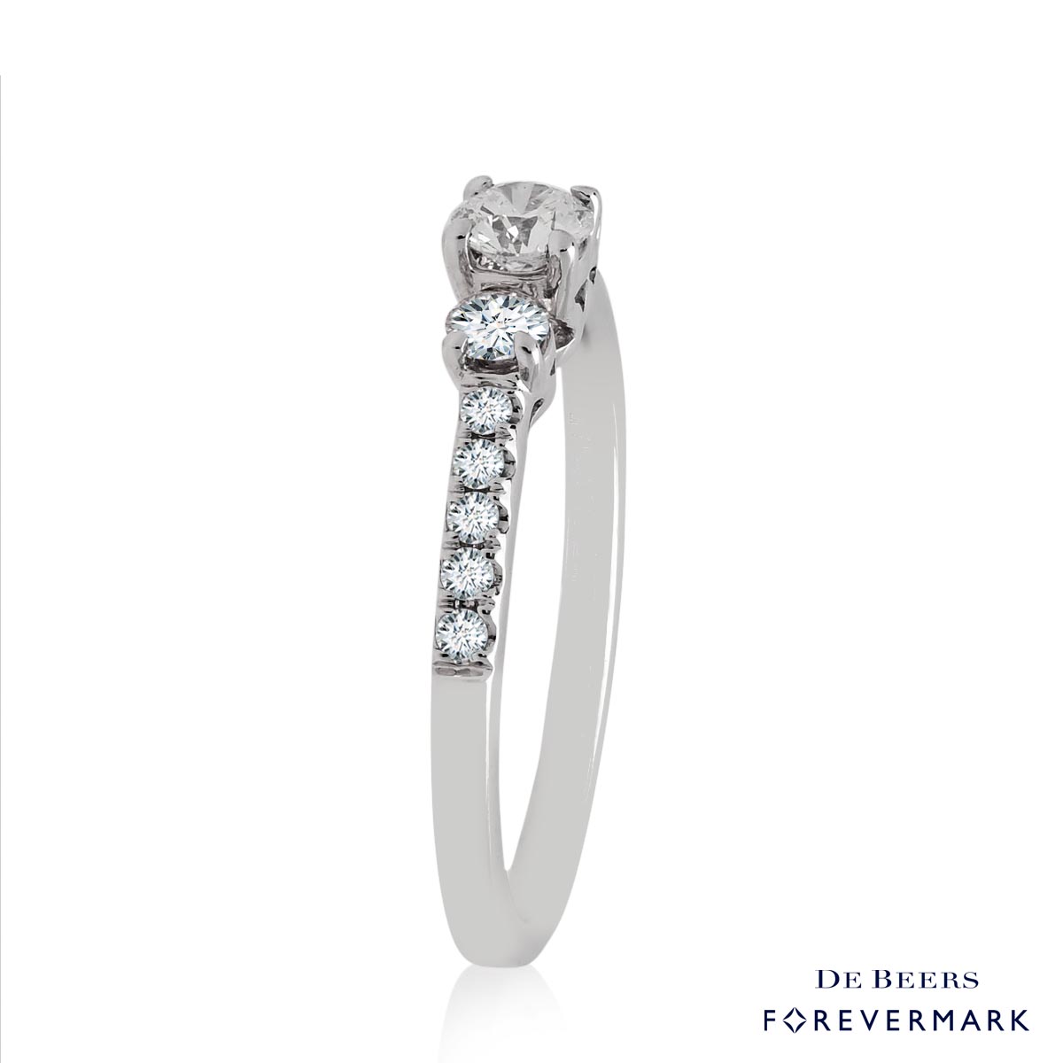 De Beers Forevermark Three Stone Diamond Ring in 18kt White Gold (1/2ct tw)