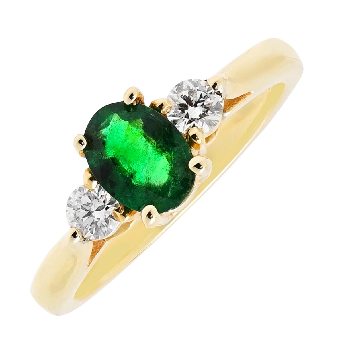 Oval Emerald Ring in 14kt Yellow Gold with Diamonds (1/5ct tw)