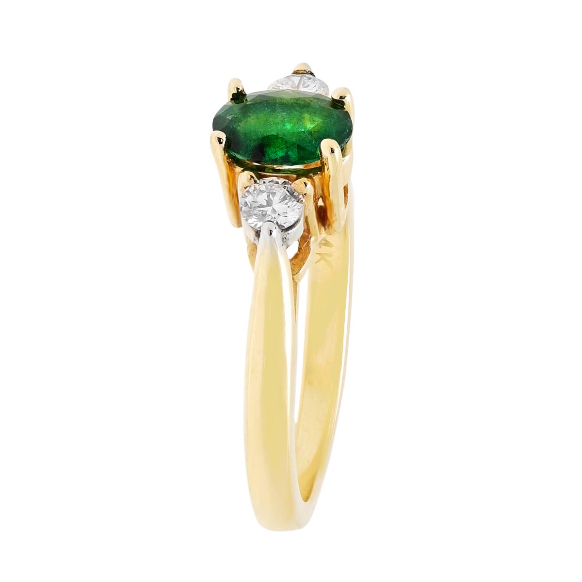 Oval Emerald Ring in 14kt Yellow Gold with Diamonds (1/5ct tw)